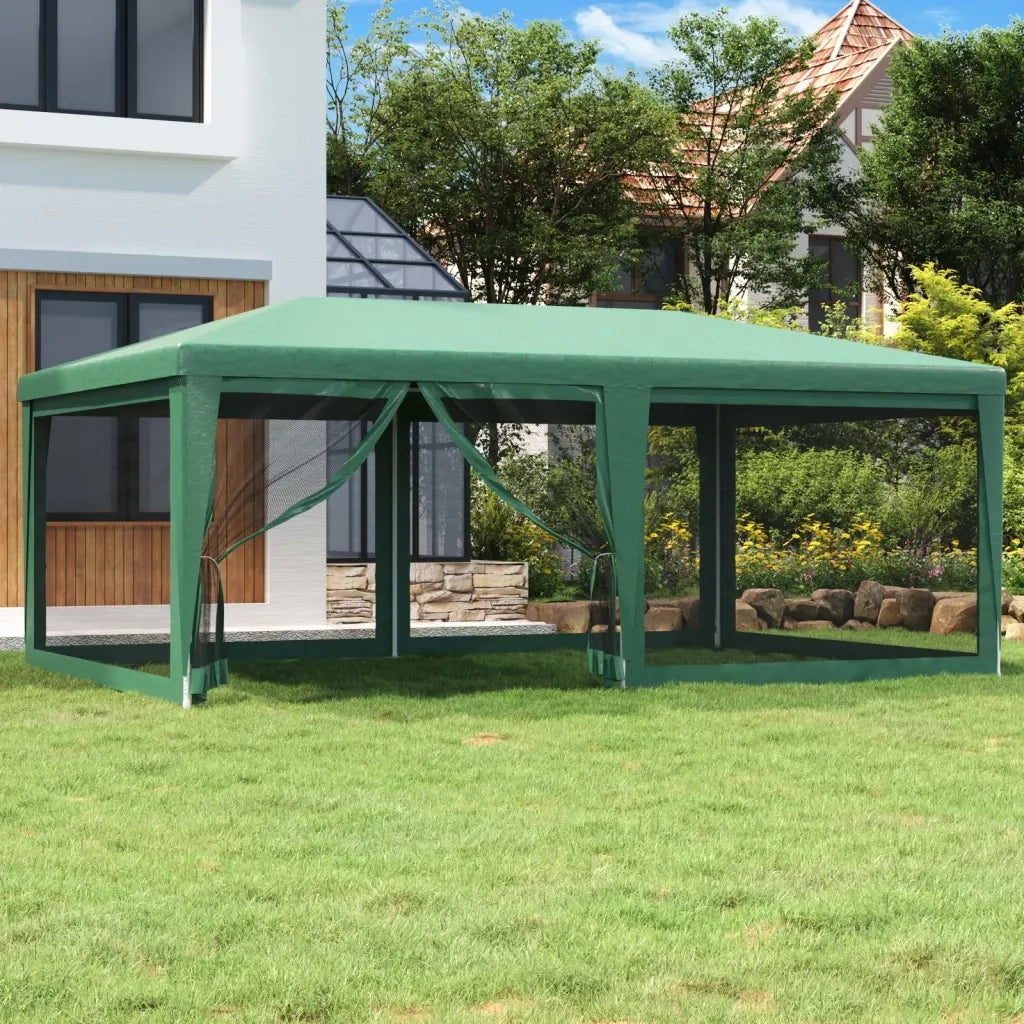 Tenda per Feste con 6 Pareti Laterali in Rete Verde 6x4 m HDPE