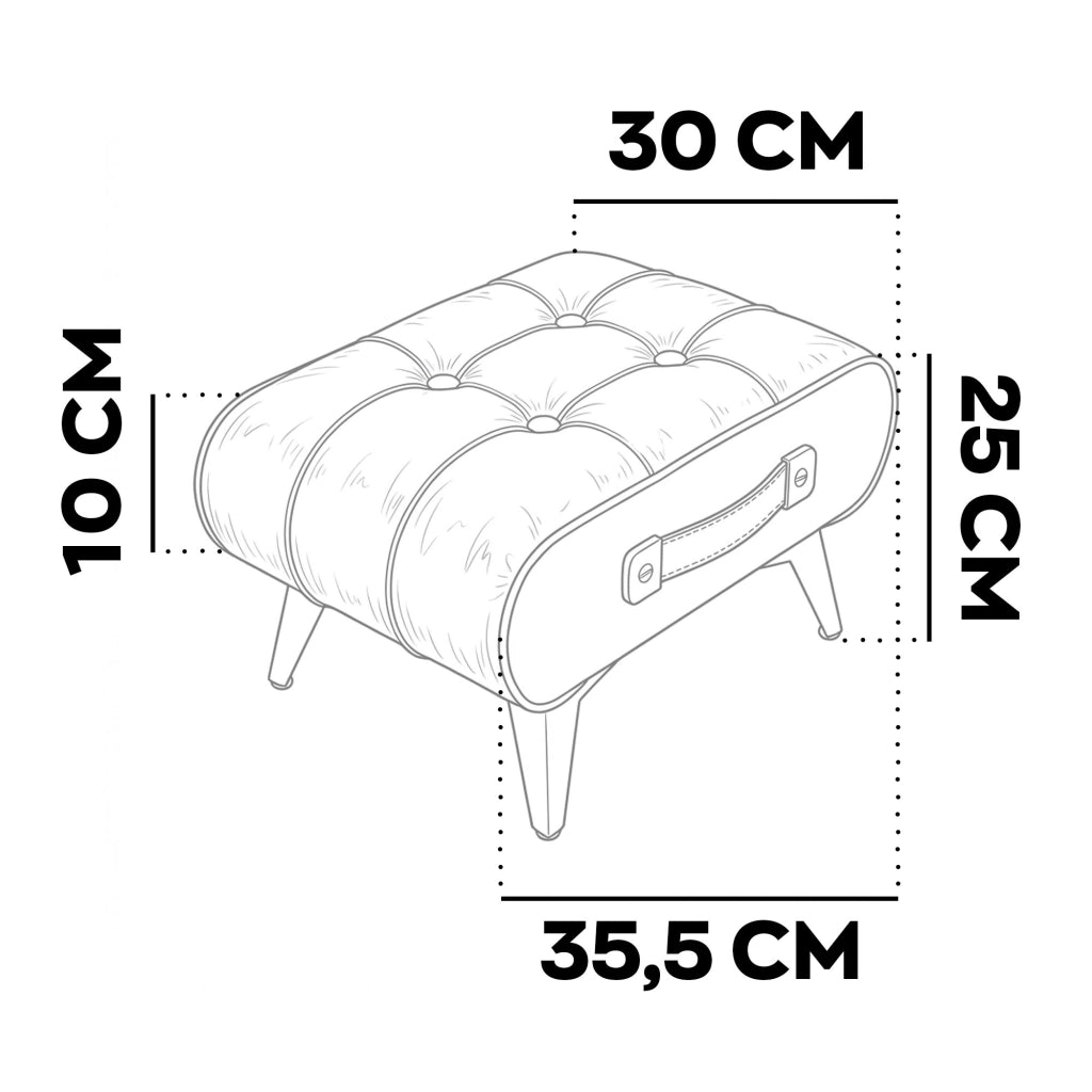 Kumo - Sgabello Pouf Ottomano Moderno 35,5x25x30 cm Poggiapiedi in Similpelle Nero