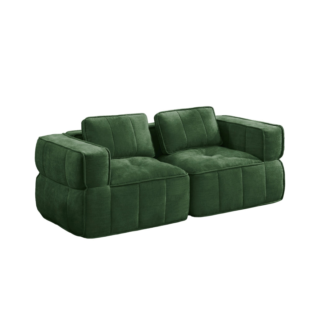 Divano modulare 2 posti senza struttura in poliestere verde; 198 x 93 x 67 cm
