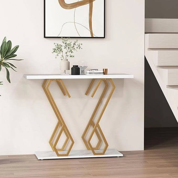 Tavolo Consolle 100cm, Tavolo d'Ingresso con Piedini Regolabili, Kit Antiribaltamento e Struttura in Metallo, Tavolino da Divano per Soggiorno, Ingresso e Corridoio