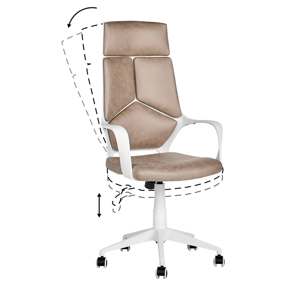 Sedia da ufficio in tessuto beige sabbia girevole per computer da scrivania Seduta regolabile Schienale reclinabile