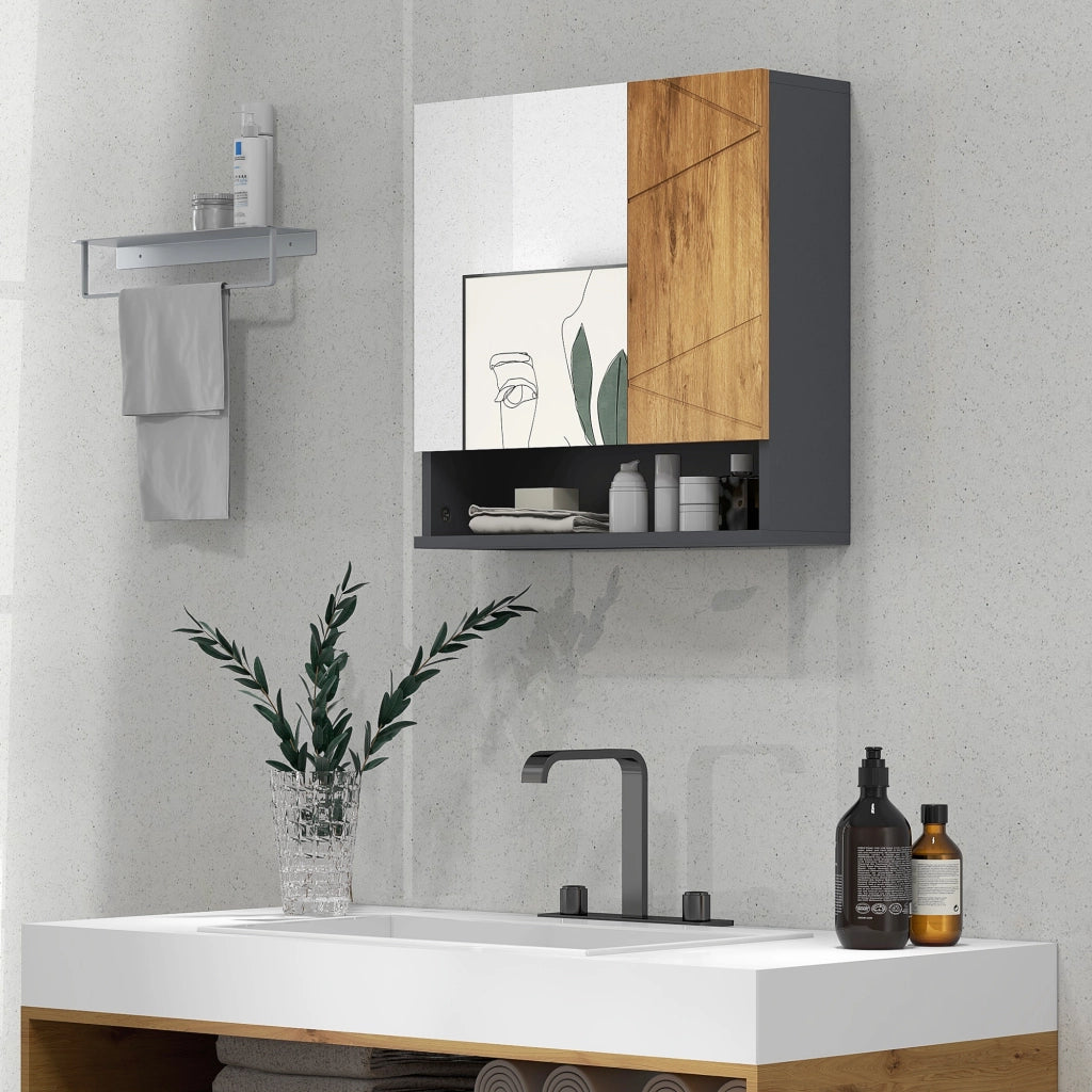 Armadietto da bagno specchio 2 ante ¨C zephmum ¨C naturale 55x17x55 cm