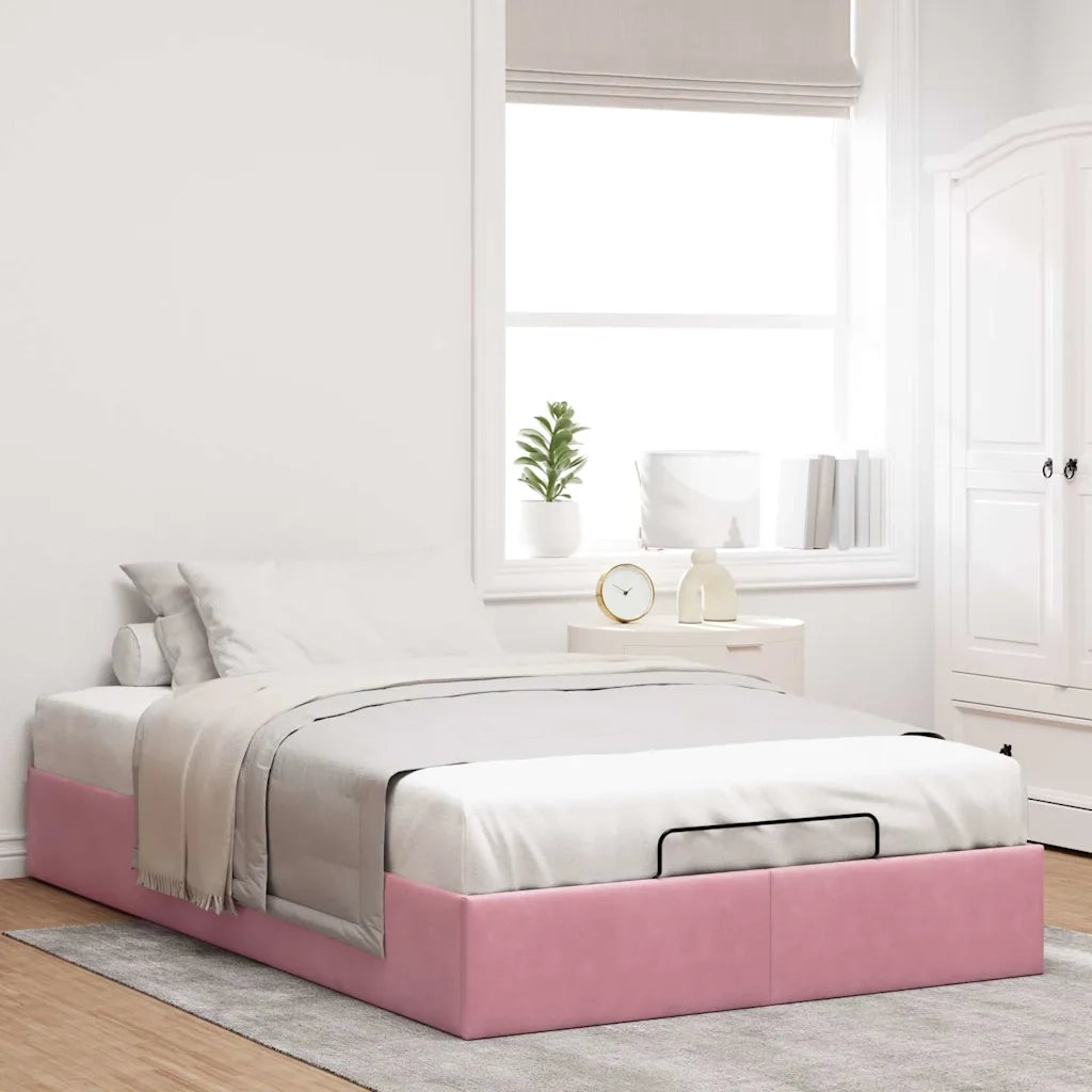 Struttura Letto Pouf Senza Materasso Rosa 120x200 cm Velluto