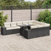 vidaXL Set Divani da Giardino 11 pz con Cuscini in Polyrattan Nero