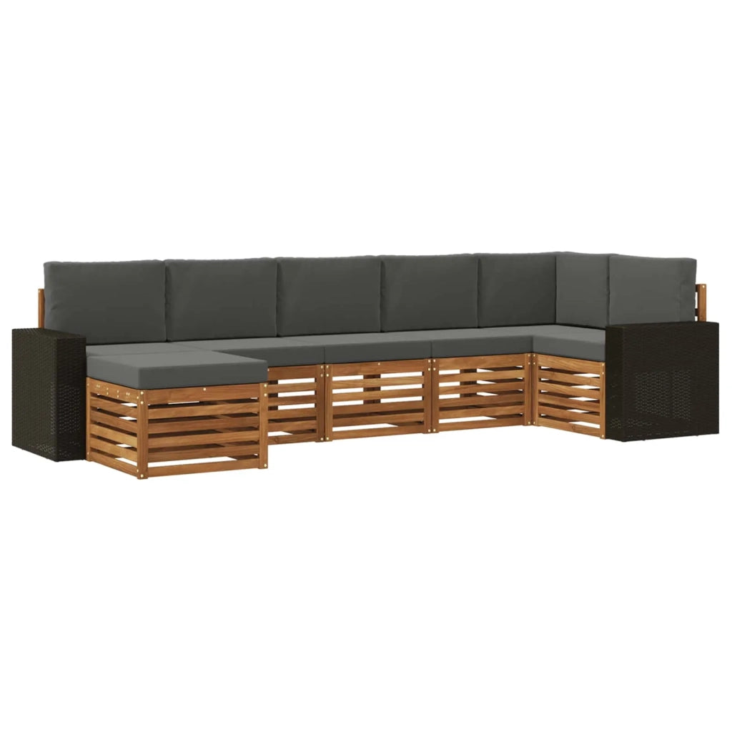 Set divano sezionale con cuscino 7 pcs Naturale e Antracite