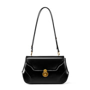 Borsa a tracolla da donna in vera pelle, nera.