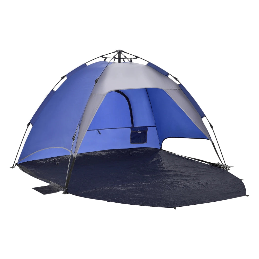 Tenda da spiaggia montaggio immediato 215 x 135 x 140 cm blu scuro grigio 03_0008736