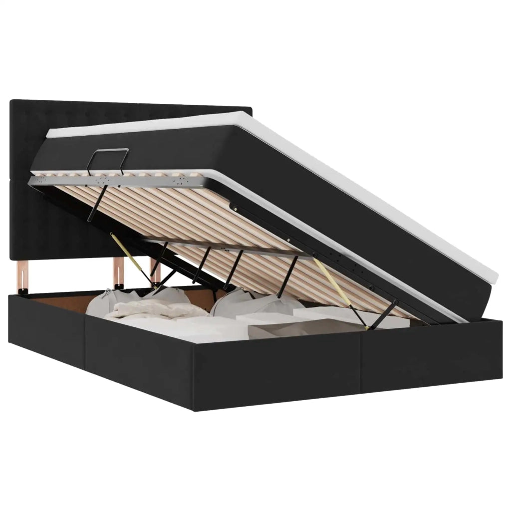 Letto con contenitore e materasso Nero 140 x 200 cm Velluto