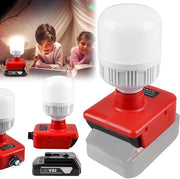 Lampada LED 18 V - 12 W con E27 - regolabile 150-1300 lumen - spot per lavoro - regolazione di luminosità - torcia per uso costruzione.