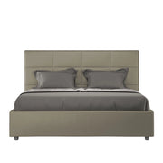 BS COM Letto queen size con rete imbottito 150x190 similpelle cappuccino