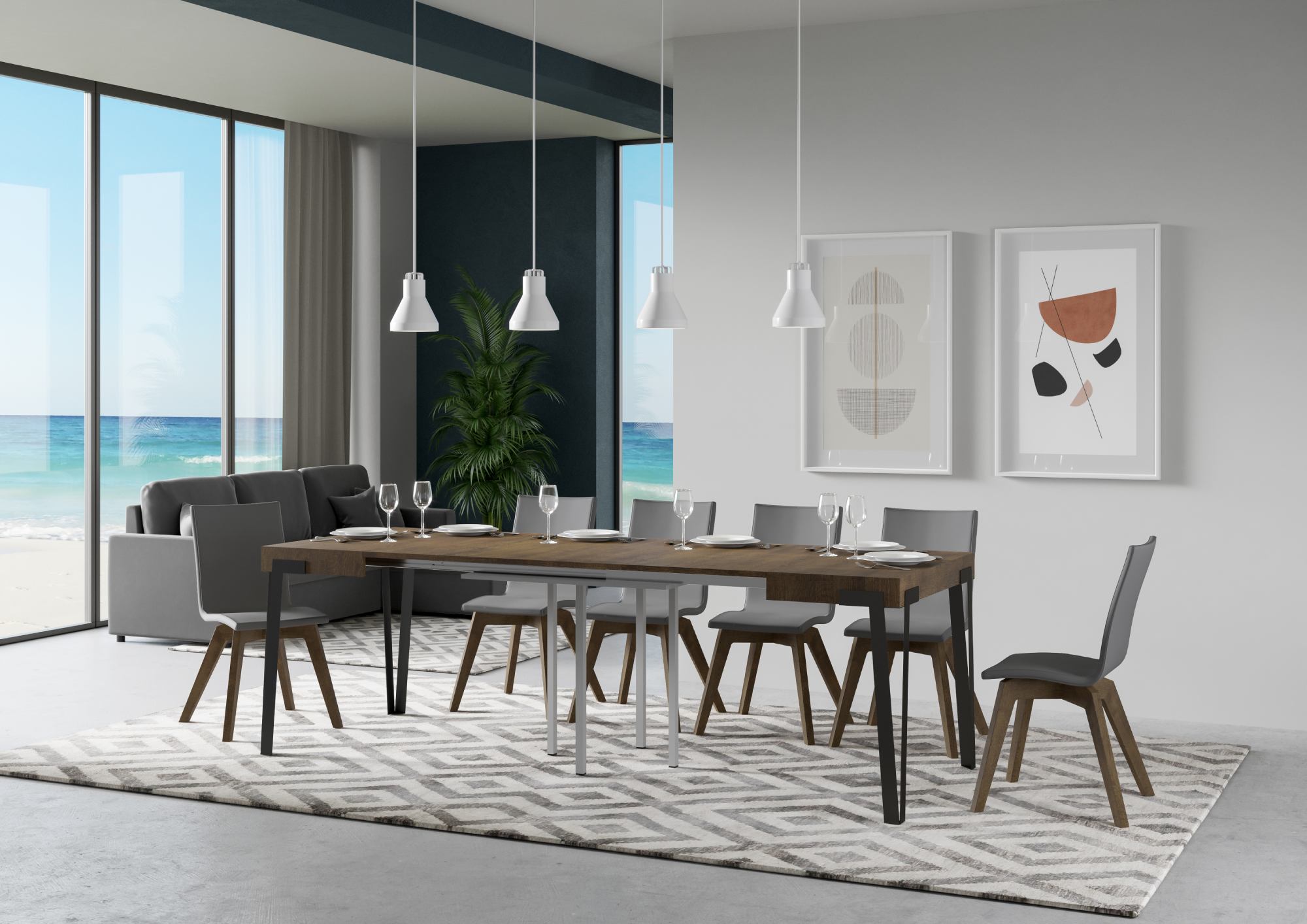 Tavolo Allungabile 90-246x90x77 cm Rio Noce