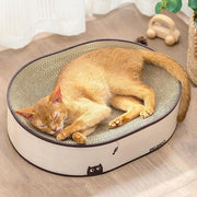 Krabbank ovale per gatti 2-in-1 cartone ondulato naturale banco di appoggio lounge - Nessuna montaggio necessario