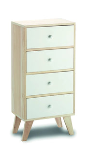 Mobiletto soggiorno, ufficio, 4 cassetti in legno paulownia 40x25x66,5H Slome