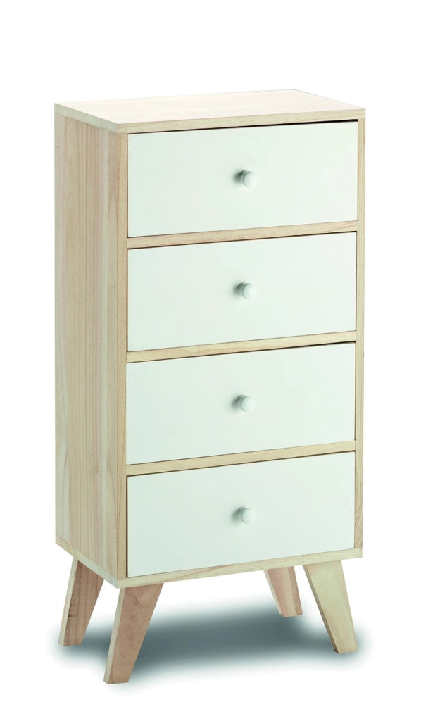Mobiletto soggiorno, ufficio, 4 cassetti in legno paulownia 40x25x66,5H Slome