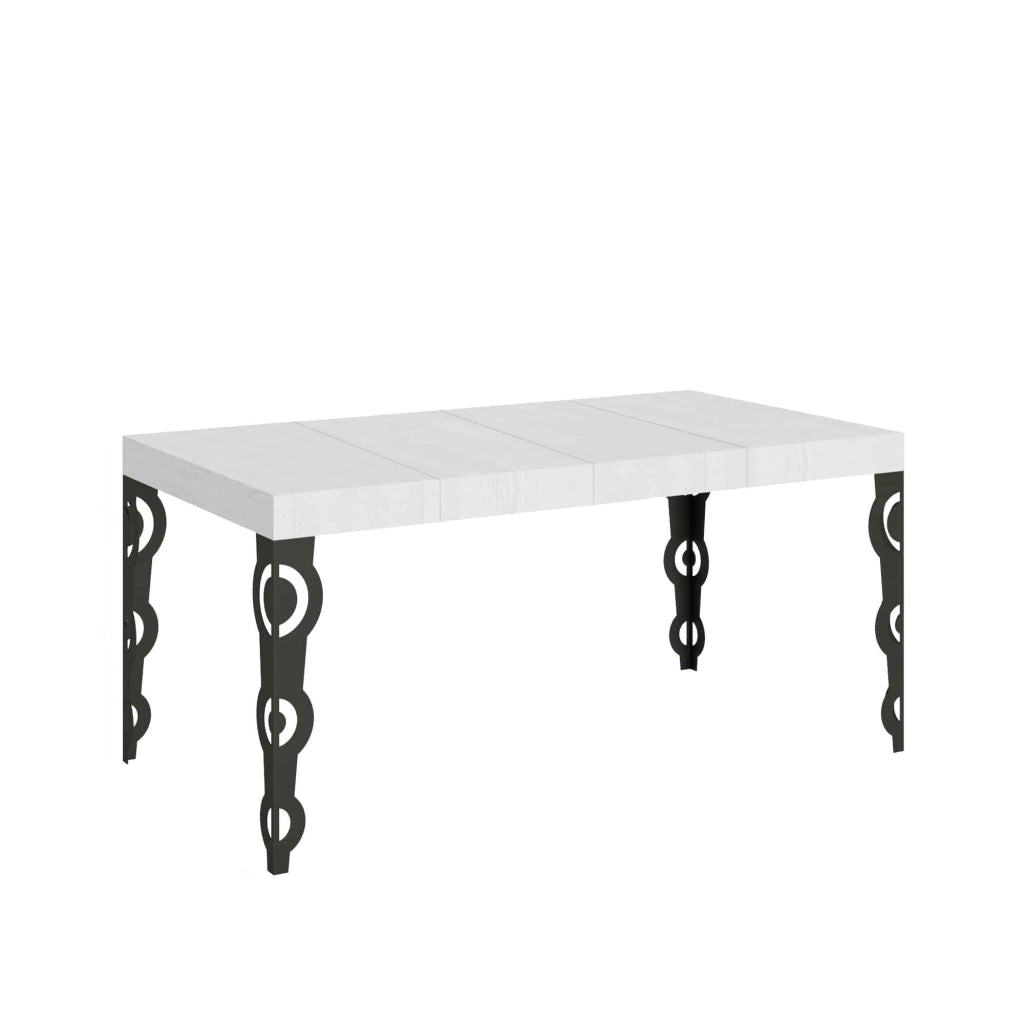 Tavolo allungabile 200/304x90 cm Karamay Premium bianco frassino gambe antracite