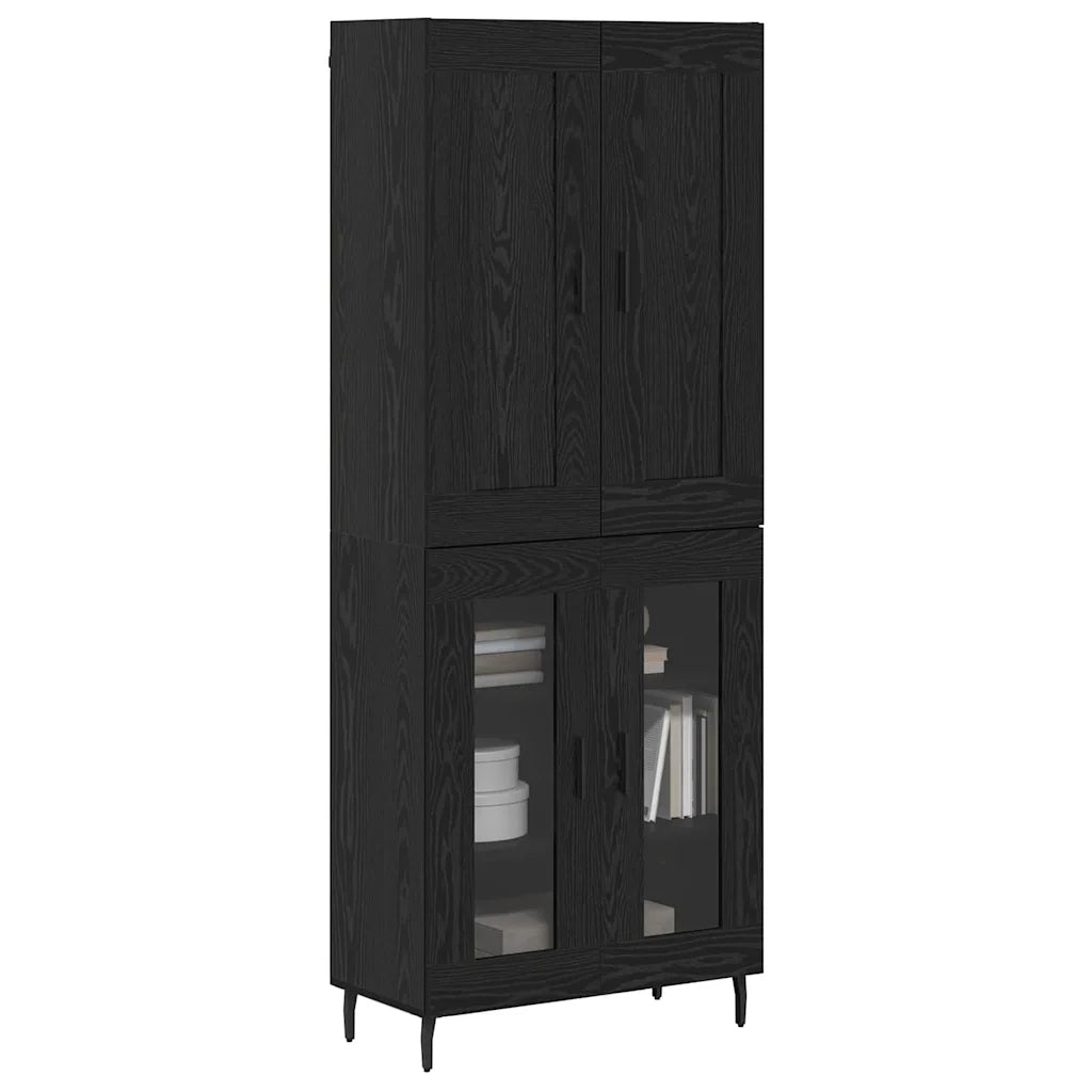 Credenza 2 pcs Rovere Nero Legno multistrato 3403188