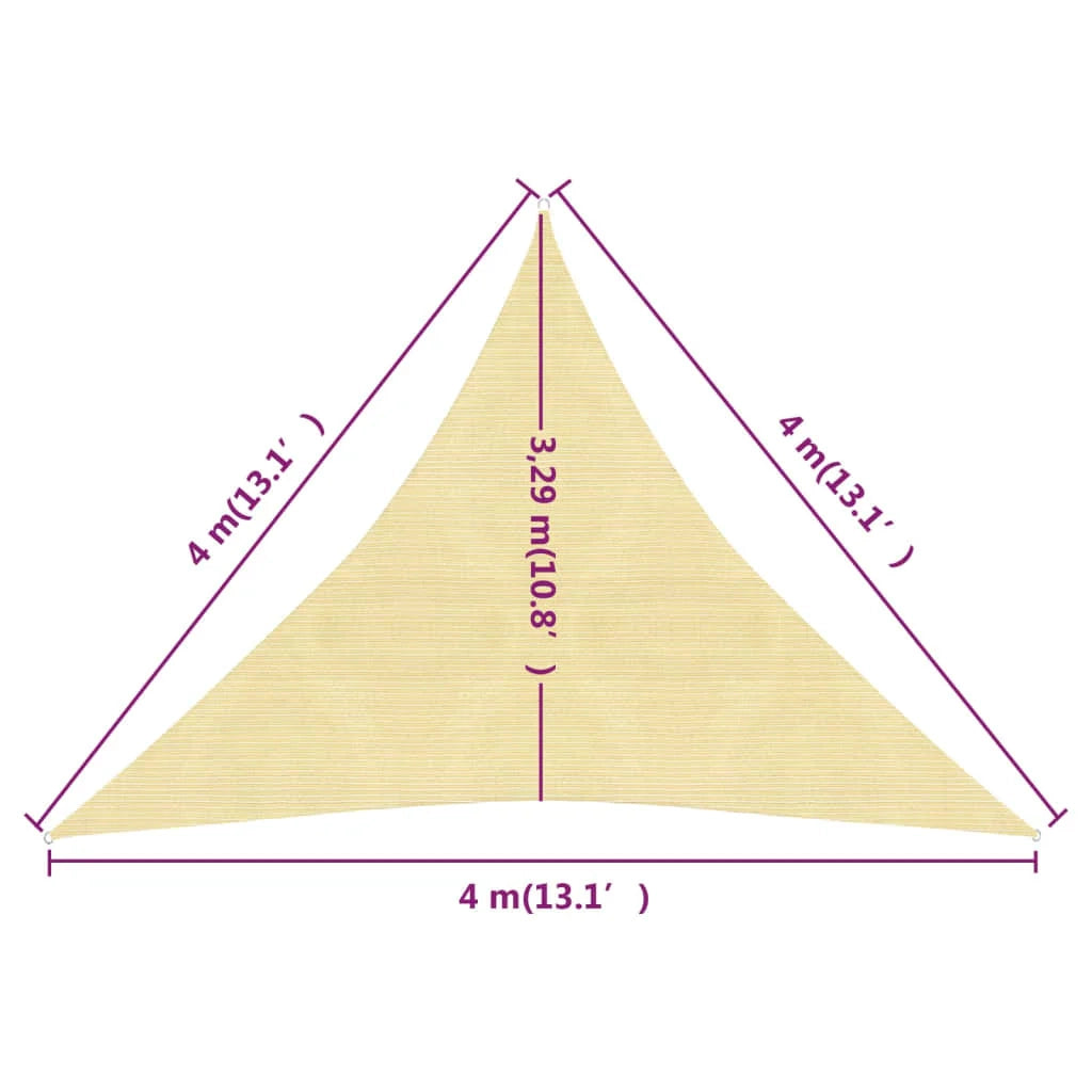 Vela ombreggiante/ombrellone 160 g/m² 4 x 4 x 4 m HDPE beige 02_0008980