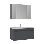 Set mobile lavabo con specchio (2 pezzi) "Side 100 v3" - 100 x 45 x 52 cm - Antracite opaco