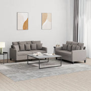 Set di Divani 2 pz con Cuscini Tortora in Tessuto 3201655