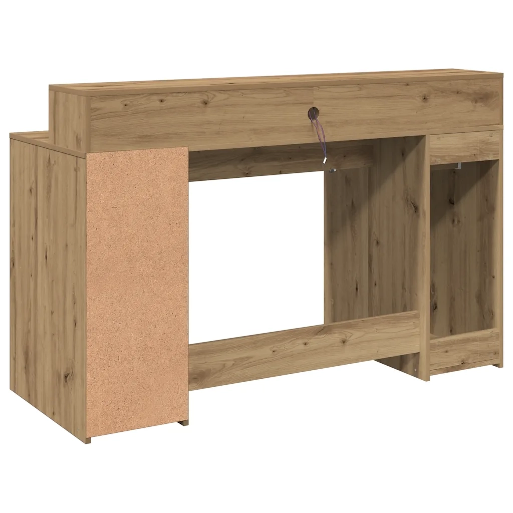 Scrivania | Tavolo da Ufficio con Luci LED Rovere 140x55x91 cm in Legno Multistrato