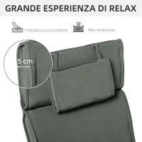 Cuscino per Sdraio Lettino Prendisole da Giardino Grigio 198x53x5cm