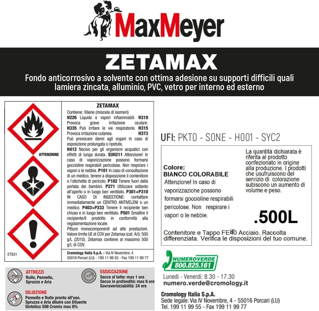 Fondo Antiruggine a Solvente per Supporti Difficili ZETAMAX, 0.5L