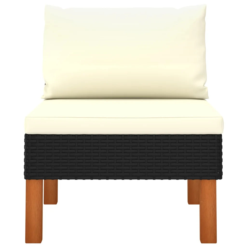 Poltrone Centrali 3 pz Polyrattan e Legno Massello di Eucalipto 315768