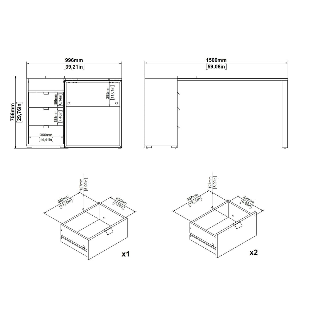 Scrivania Peipah, Scrittoio multiuso, Tavolo per ufficio porta PC, Piano di lavoro, 150x100 h76 cm, Rovere e Grigio