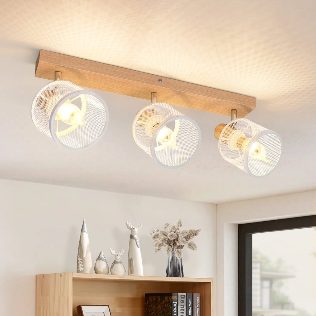 ZMH Faretto da soffitto vintage bianchi 3 luci E14 orientabili 350° per soggiorno cucina senza lampadina