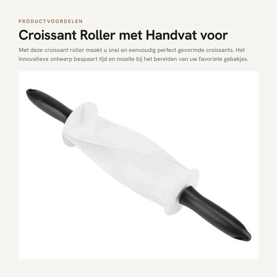 Croissantroller con manico - Taglia pasta - Pasta perfettamente modellata - Leggero - 36,4 cm - Facile da utilizzare