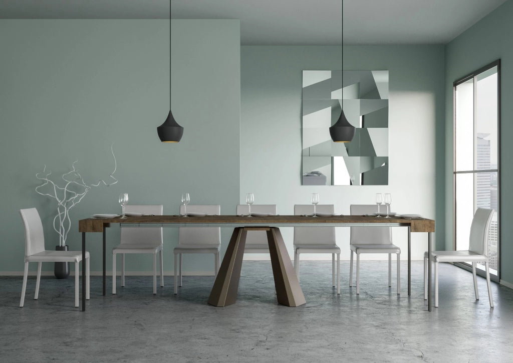 Consolle Allungabile 90-300x40x77 cm in Nobilitato Marrone