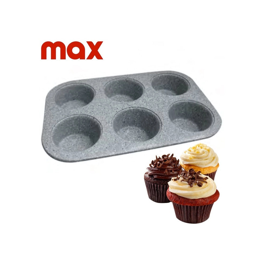 Trade Shop - Stampo 6 Muffin Teglia Marmorizzato 26,5 X 17,5 X 3cm Cupcakes Dolci Pasticceria -