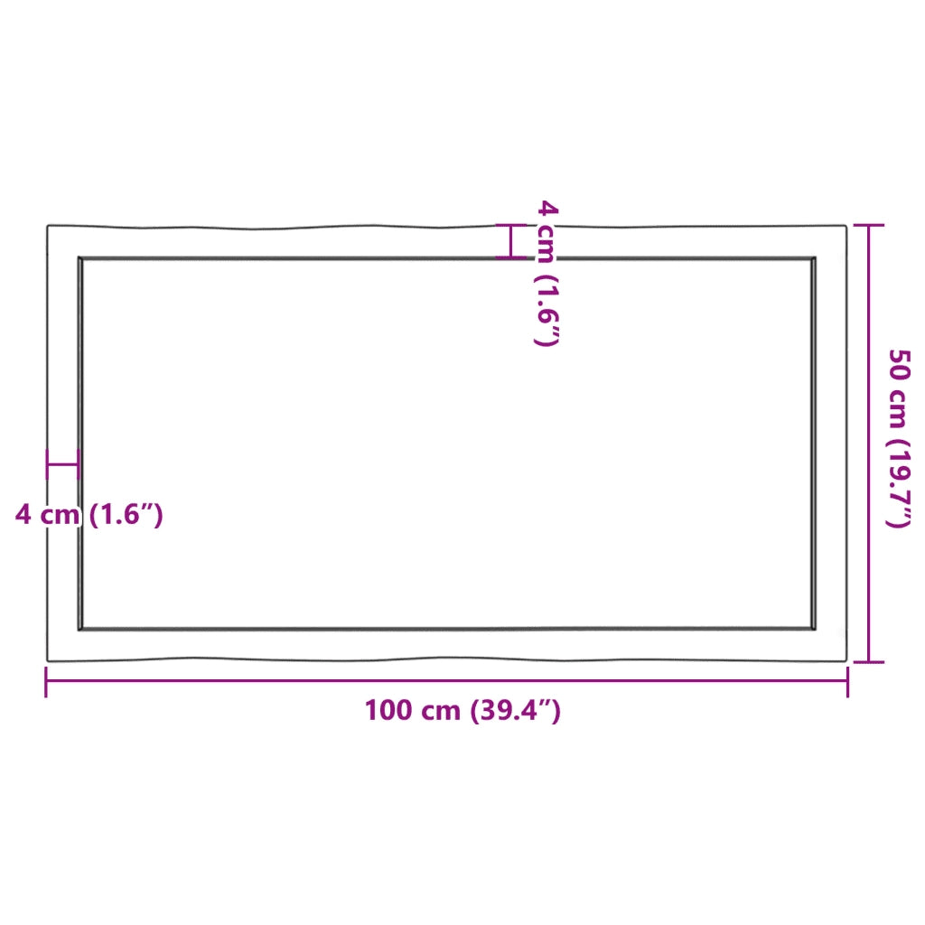 Piano Tavolo Marrone Chiaro 100x50x(2-6) cm Rovere Non Trattato 363952