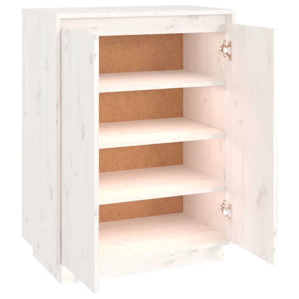 Scarpiera-Scaffale per scarpe Bianca 60x35x80 cm in Legno Massello di Pino