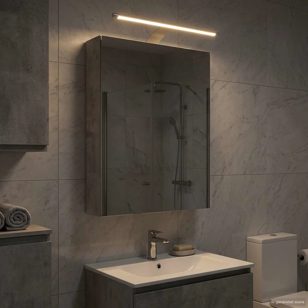 Mobiletto per specchio da bagno con lo scaffale Grigio cemento 889034