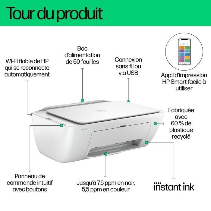 Stampante All-in-One a getto d'inchiostro a colori HP DeskJet 2810e - 3 mesi di inchiostro istantaneo inclusi con HP+