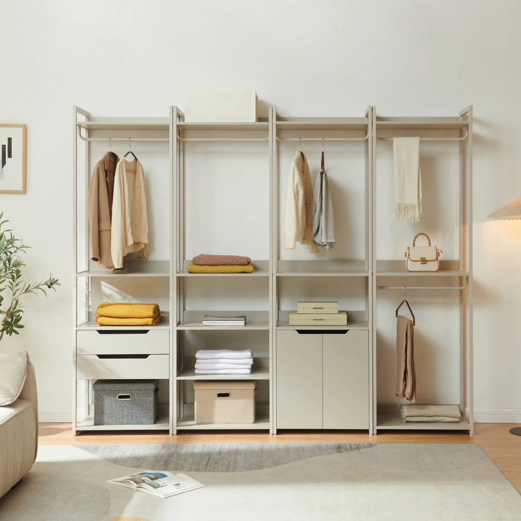 Stand Appendiabiti Jässaatka in Acciaio con Doppia Asta e 3 Ripiani 200 x 61 x 40 cm - Grigio [en.casa]