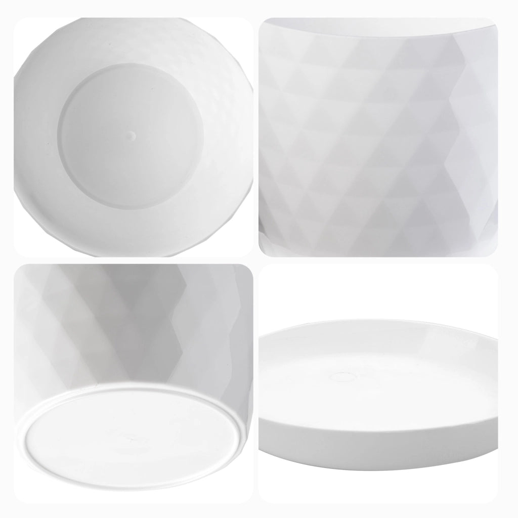 Vaso da fiori in plastica KADAX con supporto e coperchio, 30 cm, bianco.
