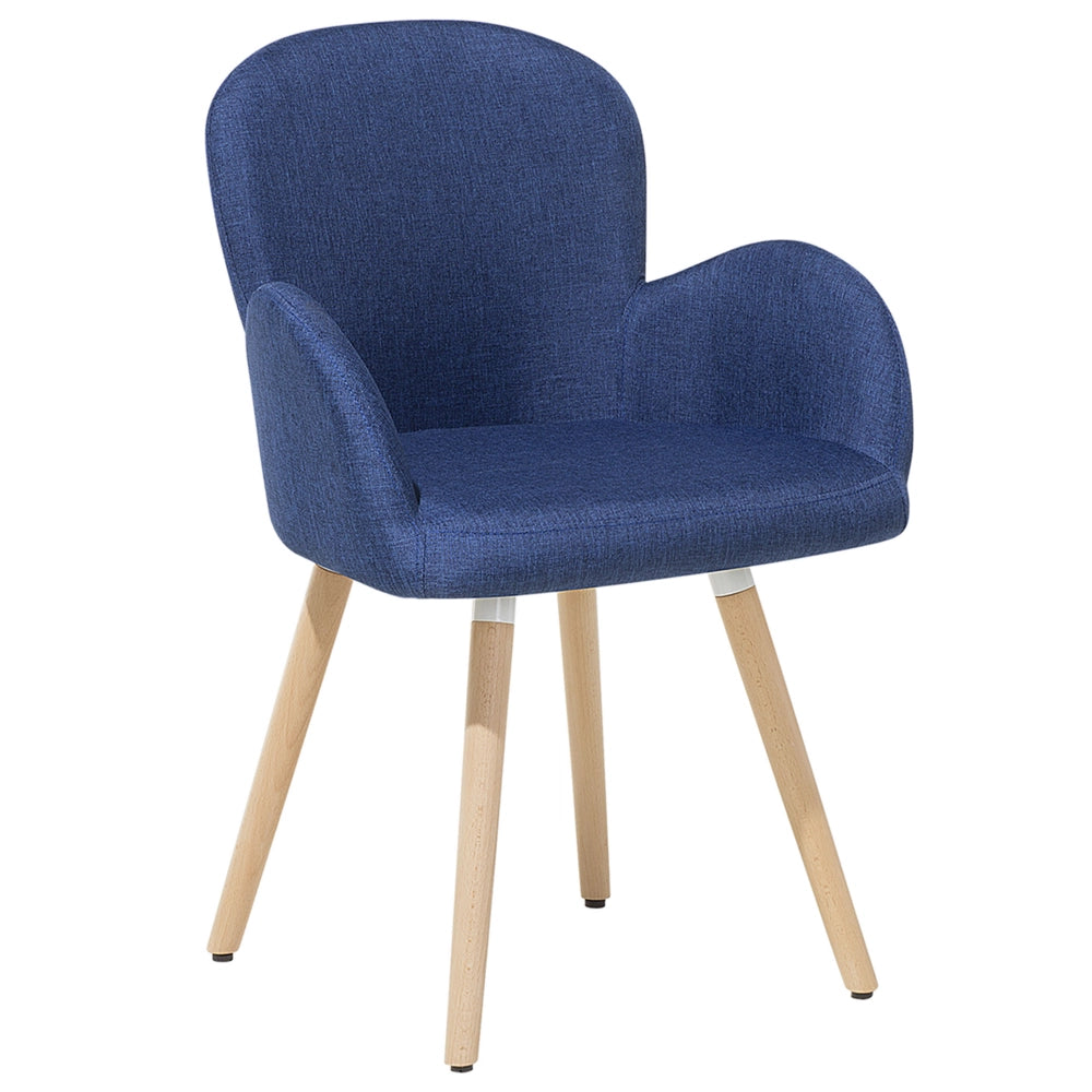Set di 2 sedie da pranzo rivestimento in tessuto blu gambe in legno chiaro stile moderno eclettico
