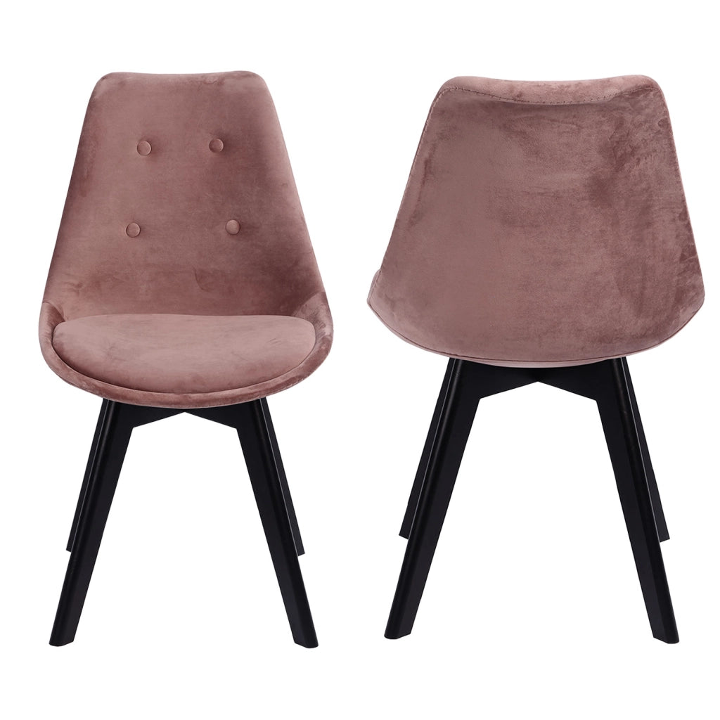 Set di 2 sedie in velluto rosa NORA con cuscino