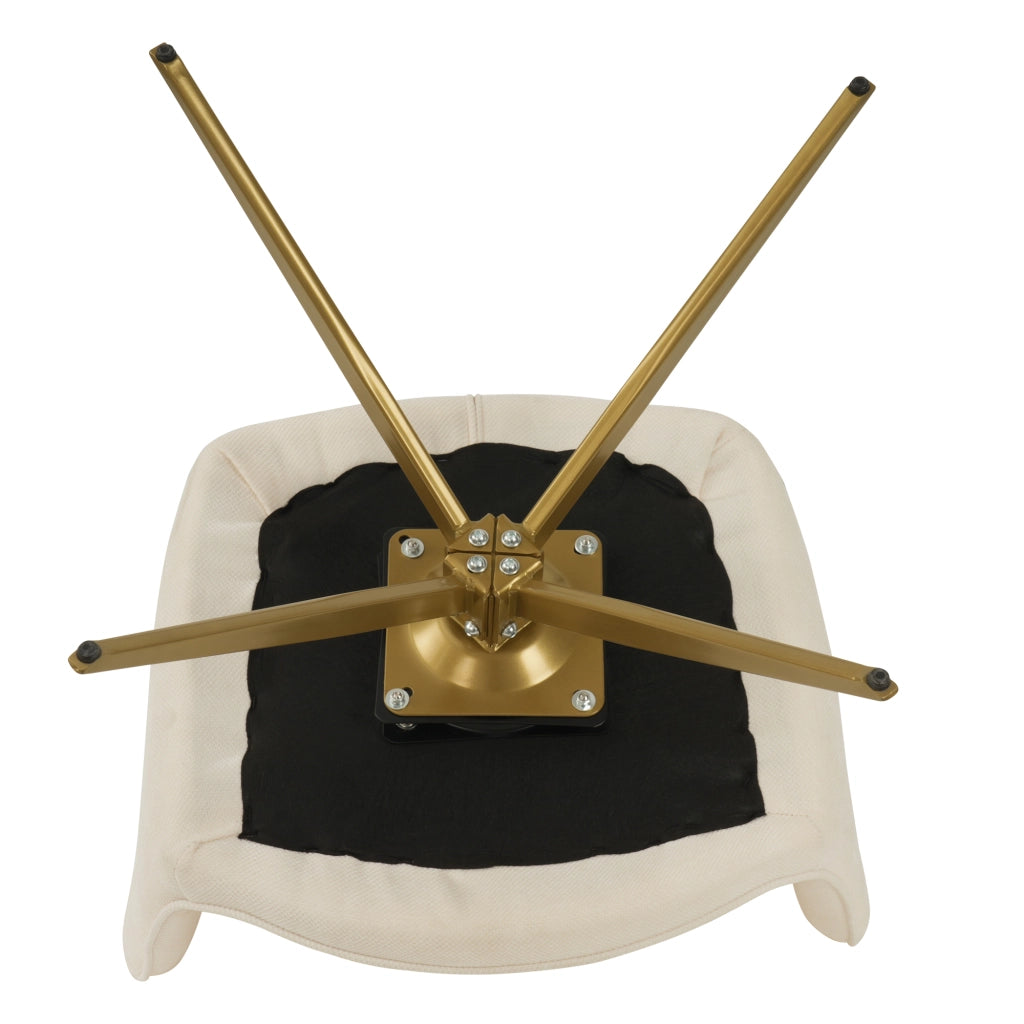 Set di 2 sedie girevoli da pranzo - con braccioli - in chenille e metallo - crema