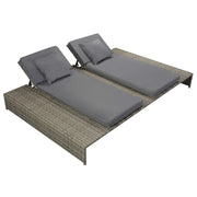 Lettino Prendisole Doppio con Cuscino in Polyrattan Grigio cod mxl 66770