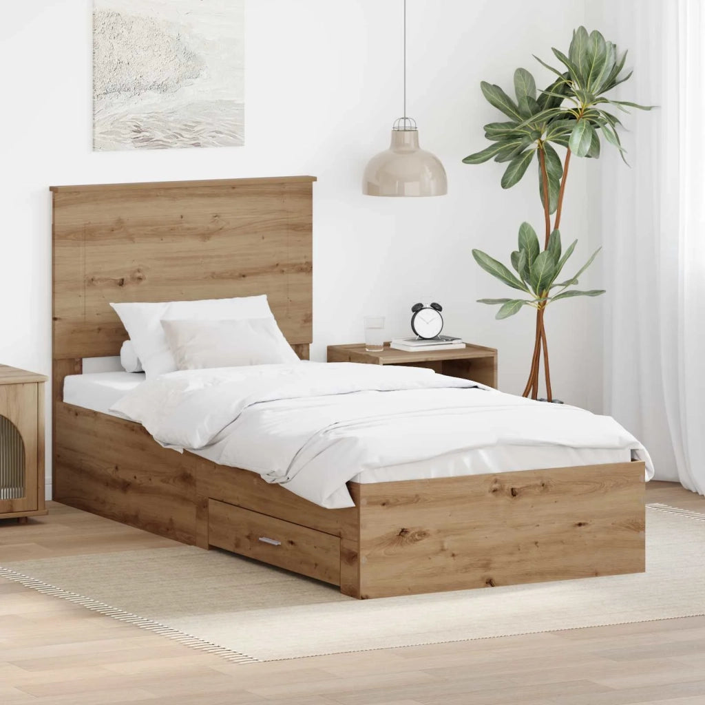 Struttura del letto con testiera Rovere artigianale 90 x 200 cm 3409711