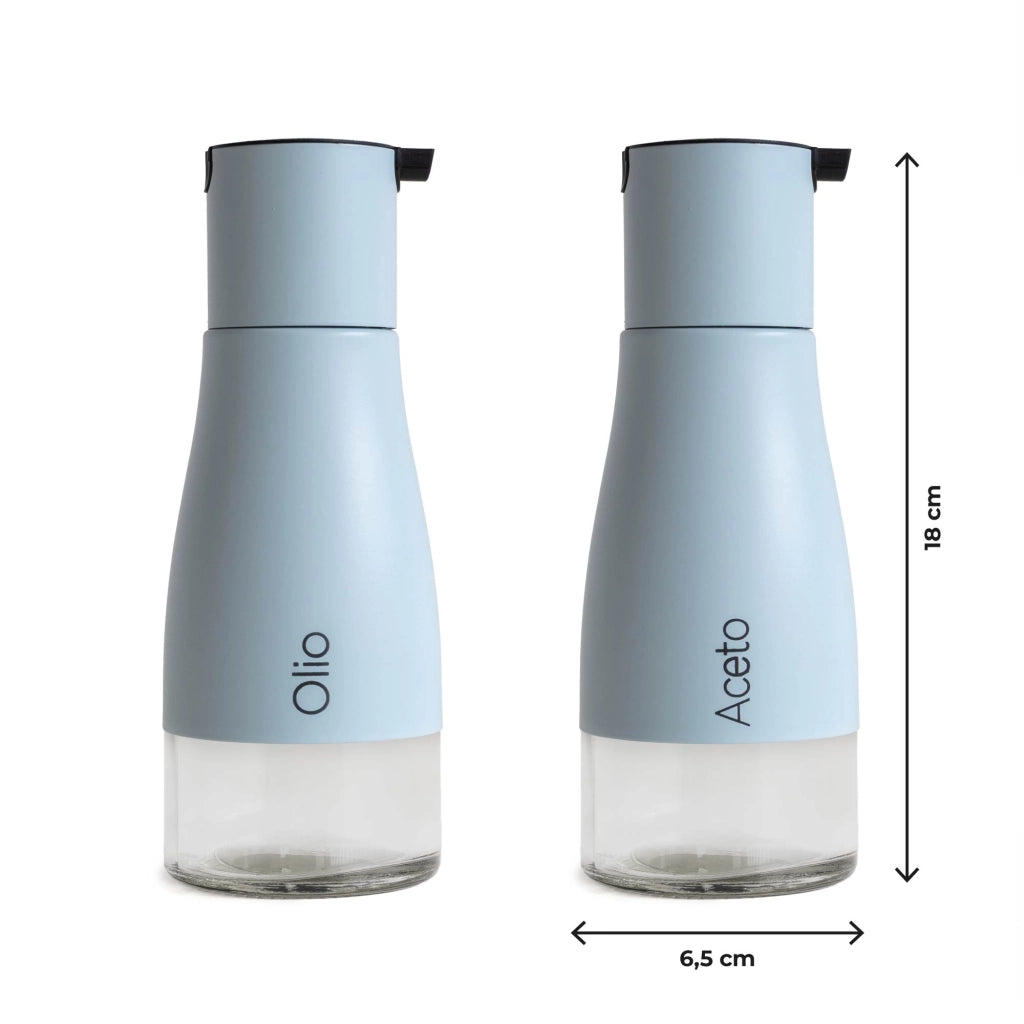 Set Condimento 4 Pezzi Olio Aceto Sale Pepe Vetro Acciaio Certificato Per Alimenti Organizzatore Acciaio Inox Con Stand In Metallo Condimenti Tavola Oliera Saliera Dispenser Tavola Organizer Porta Spezie Barattoli Contenitori Azzurro