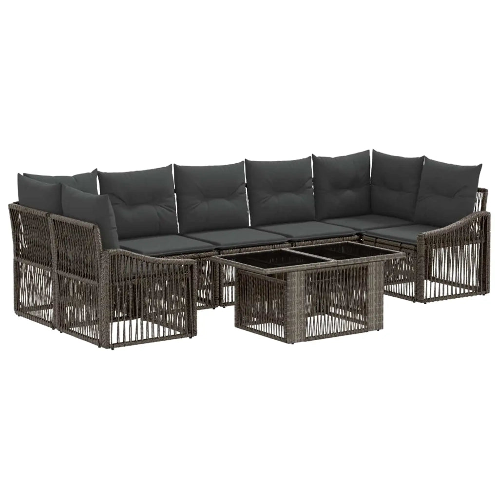 Set Divano da Giardino 8 pz Grigio e Grigio Scuro polyrattan 3437216