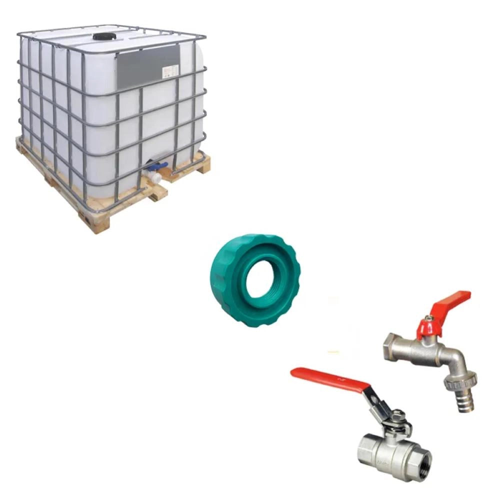 Adattatore in plastica per cisterne tipo cubo da 1000 lt da filetto grande mm 60 a filetto idraulico