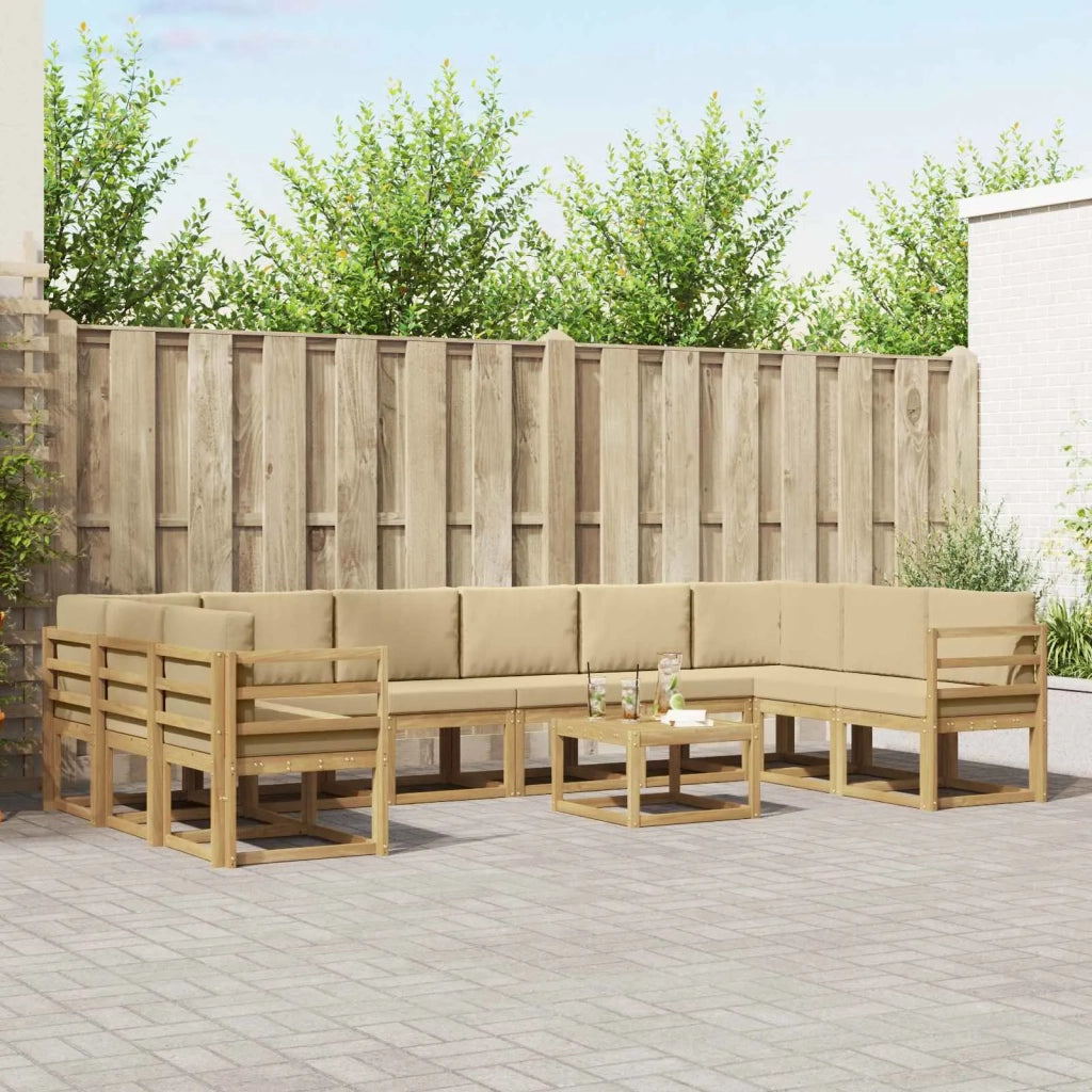 Set di divani da esterno 11 pz Bianco e Beige 3388312