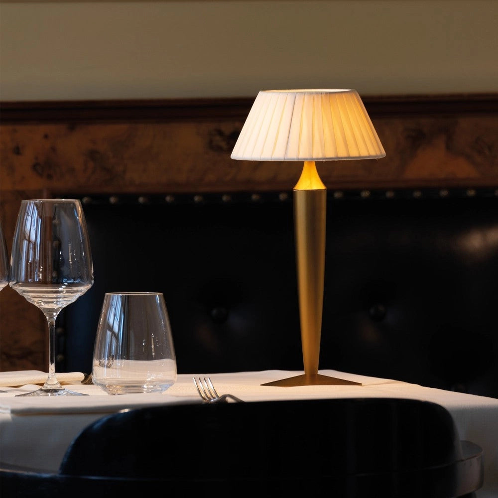 Lampada da Tavolo Ricaricabile Flaminia Zafferano Led Touch - Design Classico Senza Fili Oro