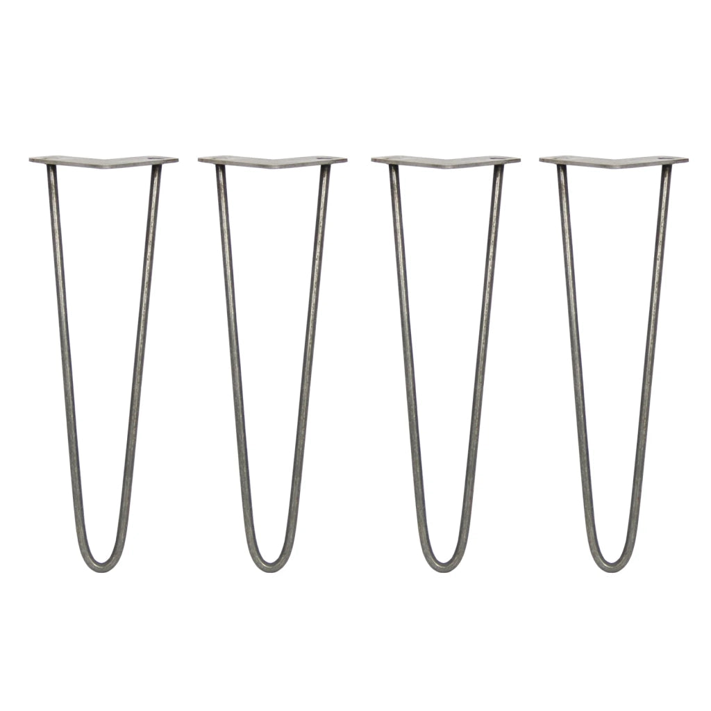 4 Gambe per Tavolo a Forcina SkiSki Legs 40,6cm Acciaio Naturale 2 Rebbi 10mm