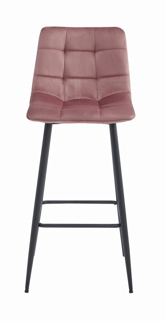 Sgabelli da bar Valora TEOTO in velluto rosa scuro con gambe in acciaio nero x3